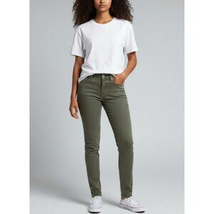 H&M L.O.G.G. Womens Olive Green Skinny Jeans Size 2 Cotton Blend